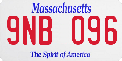 MA license plate 9NB096