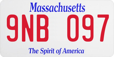 MA license plate 9NB097