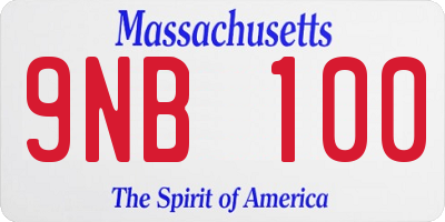 MA license plate 9NB100