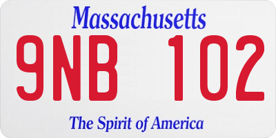 MA license plate 9NB102