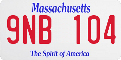 MA license plate 9NB104