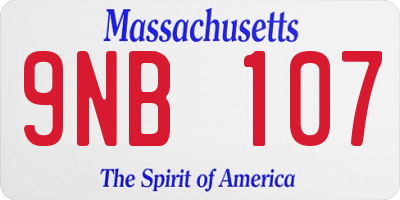 MA license plate 9NB107