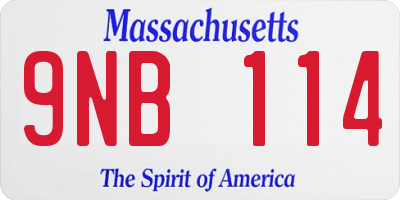 MA license plate 9NB114