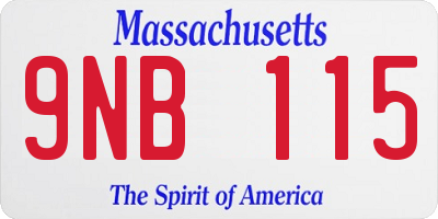 MA license plate 9NB115