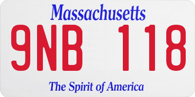 MA license plate 9NB118