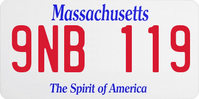 MA license plate 9NB119
