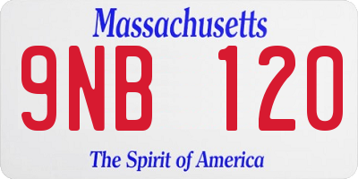 MA license plate 9NB120