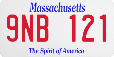 MA license plate 9NB121