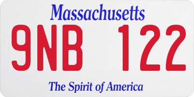 MA license plate 9NB122