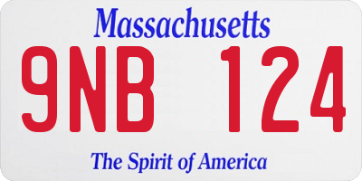 MA license plate 9NB124