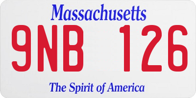 MA license plate 9NB126