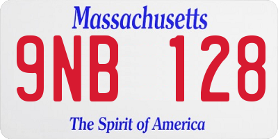 MA license plate 9NB128