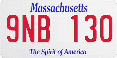 MA license plate 9NB130