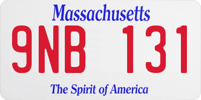 MA license plate 9NB131