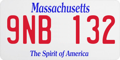 MA license plate 9NB132