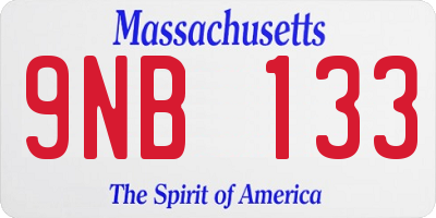 MA license plate 9NB133