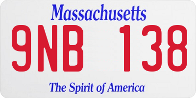 MA license plate 9NB138