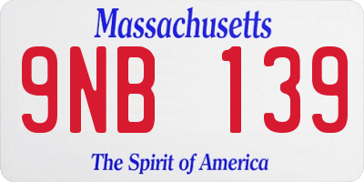 MA license plate 9NB139