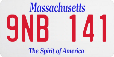 MA license plate 9NB141