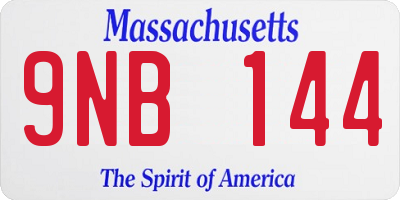 MA license plate 9NB144