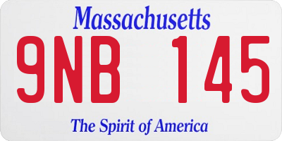 MA license plate 9NB145