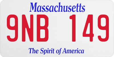 MA license plate 9NB149