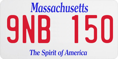 MA license plate 9NB150