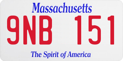 MA license plate 9NB151