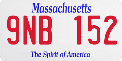 MA license plate 9NB152