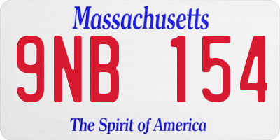 MA license plate 9NB154