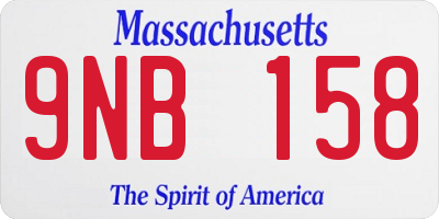 MA license plate 9NB158