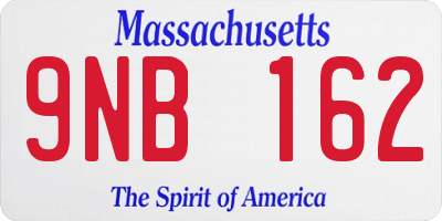 MA license plate 9NB162