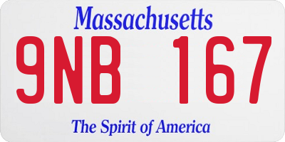 MA license plate 9NB167