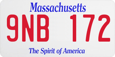 MA license plate 9NB172