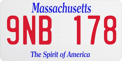 MA license plate 9NB178