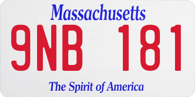 MA license plate 9NB181