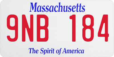 MA license plate 9NB184