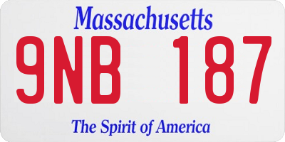 MA license plate 9NB187