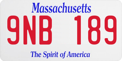 MA license plate 9NB189