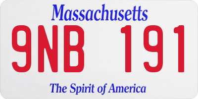 MA license plate 9NB191