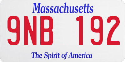 MA license plate 9NB192