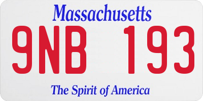 MA license plate 9NB193