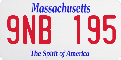 MA license plate 9NB195