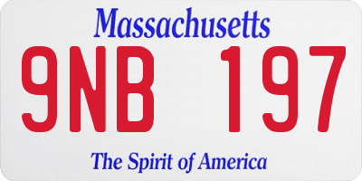 MA license plate 9NB197