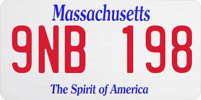MA license plate 9NB198