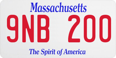 MA license plate 9NB200