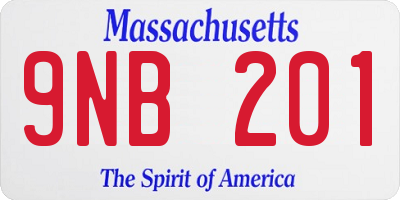 MA license plate 9NB201