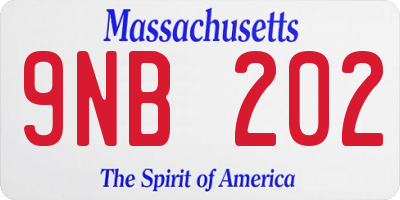 MA license plate 9NB202