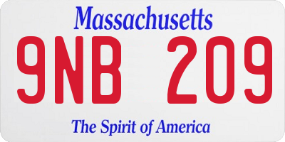MA license plate 9NB209