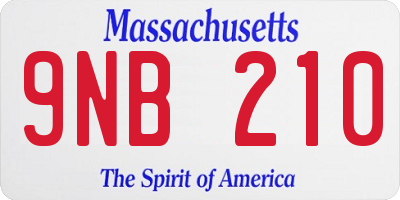 MA license plate 9NB210